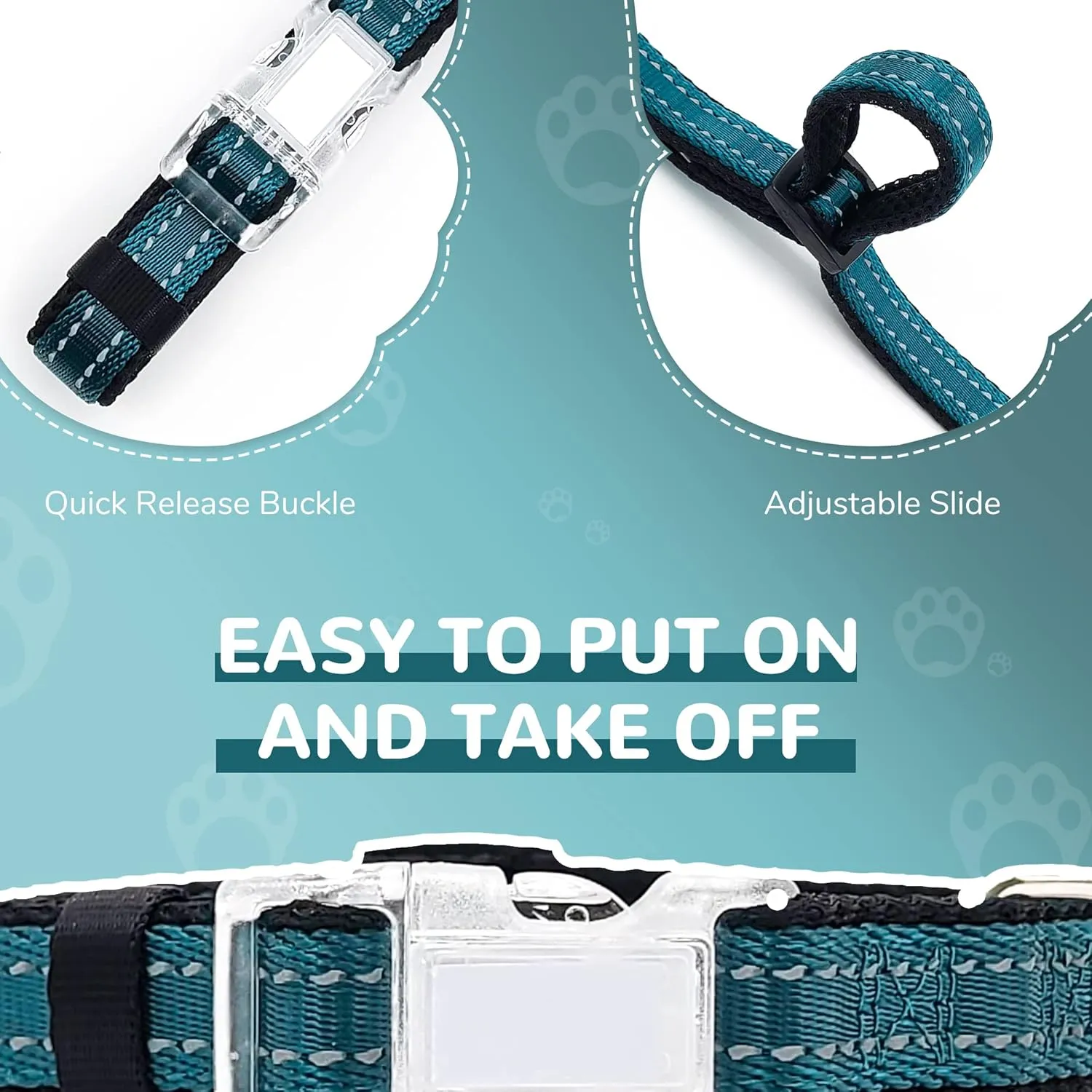 Reflective Dog Harness Collar Leash Set, No Pull Harness for Medium Sized Dog, Quick Release Buckle Puppy Harness for Walk, Run, Training, Double D-Ring Step in Dog Harness for Dog Girls and Boy
