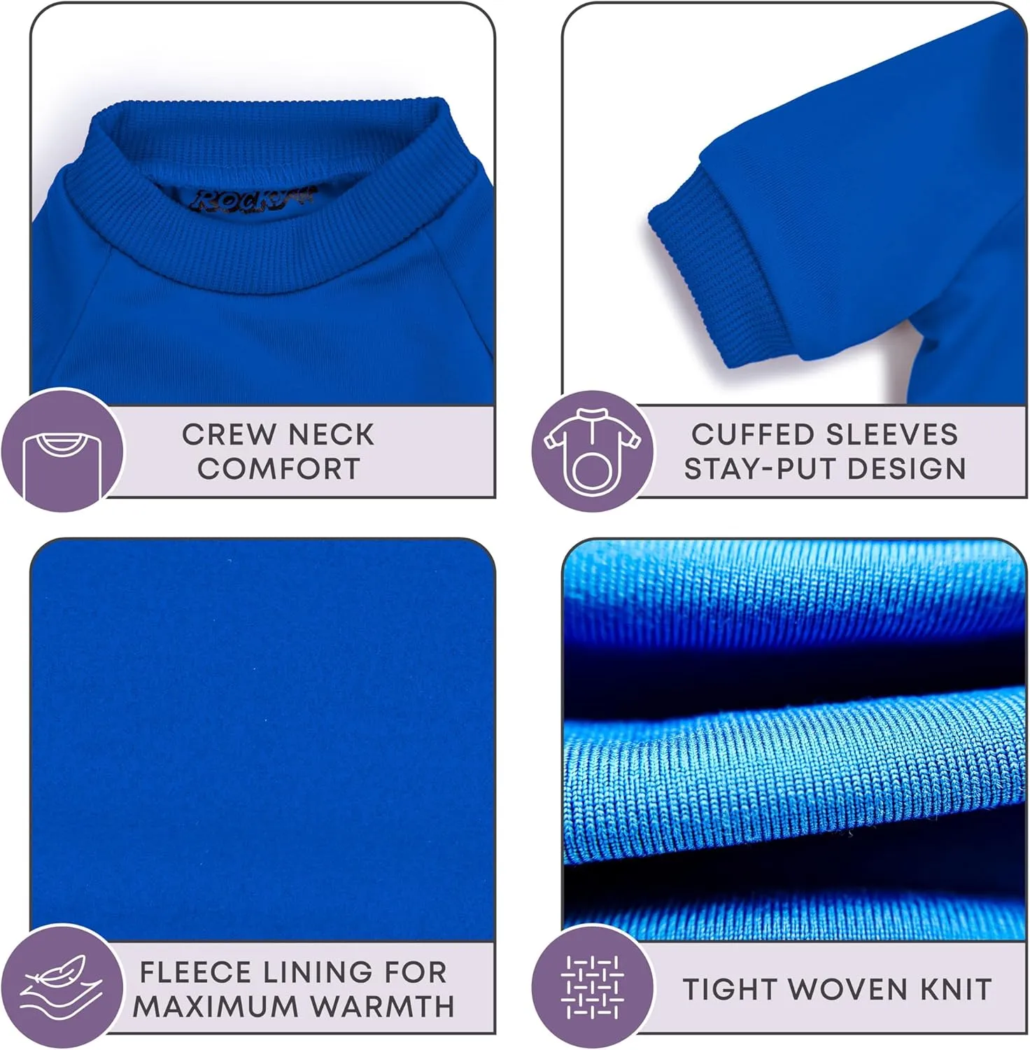 Rocky Thermal Jacket Clothes Fleece Lined Sweater for Dogs, Puppies, Warm Coat Bodysuit Onesie One Piece Vest Pet Jammies with Leg Warmers for Small, Medium, Large Dogs Cats (Blue, XX-Small)