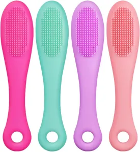 Silicone Dog Toothbrush, 4 Pack Ergonomic Dog Tooth Brush with Improved Design, Cat Finger Toothbrush for Pet Oral Care, Finger Brushes Suitable for Small Breeds, Puppies and Cats