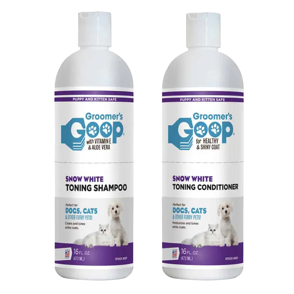 Snow White Toner Shampoo and Conditioner 16oz by Groomer's Goop