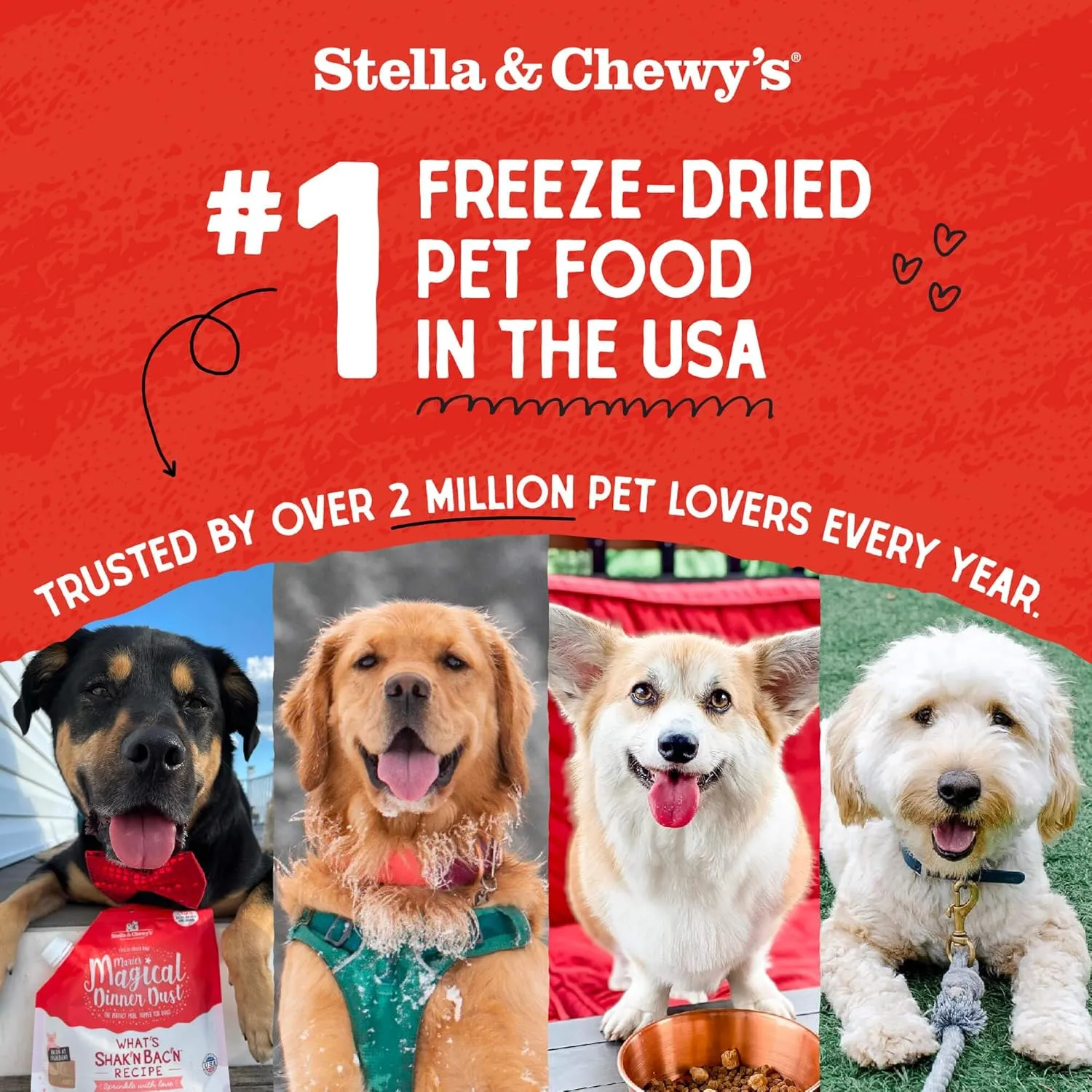 Stella & Chewy's Freeze-Dried Raw Lamb Meal Mixers- Dog Food Topper and Mixer - Made with 95% Grass-Fed Lamb, Organs & Bone - Perfect for Picky Eaters - Grain-Free - 18 oz