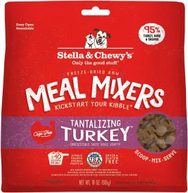 Stella & Chewy's Freeze-Dried Raw Tantalizing Turkey Meal Mixers- Dog Food Topper and Mixer - Made with 95% Cage-Free Turkey, Organs & Bone - Perfect for Picky Eaters - Grain-Free - 18 oz