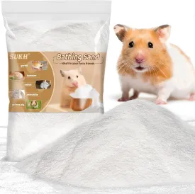 Sukh 14 OZ Hamster Sand Bath - Whit Fine Sand Hamster Bedding Reptile Silica Sand Gerbil Hideout for Hamster Chinchillas Gerbil Syrian Mice Small Animals Small Pets