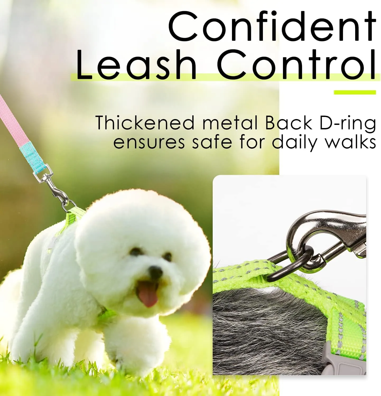ThinkPet Reflective Breathable Soft Air Mesh No Pull Puppy Choke Free Over Head Vest Harness for Puppy Small Medium Dogs and Cats Green Large