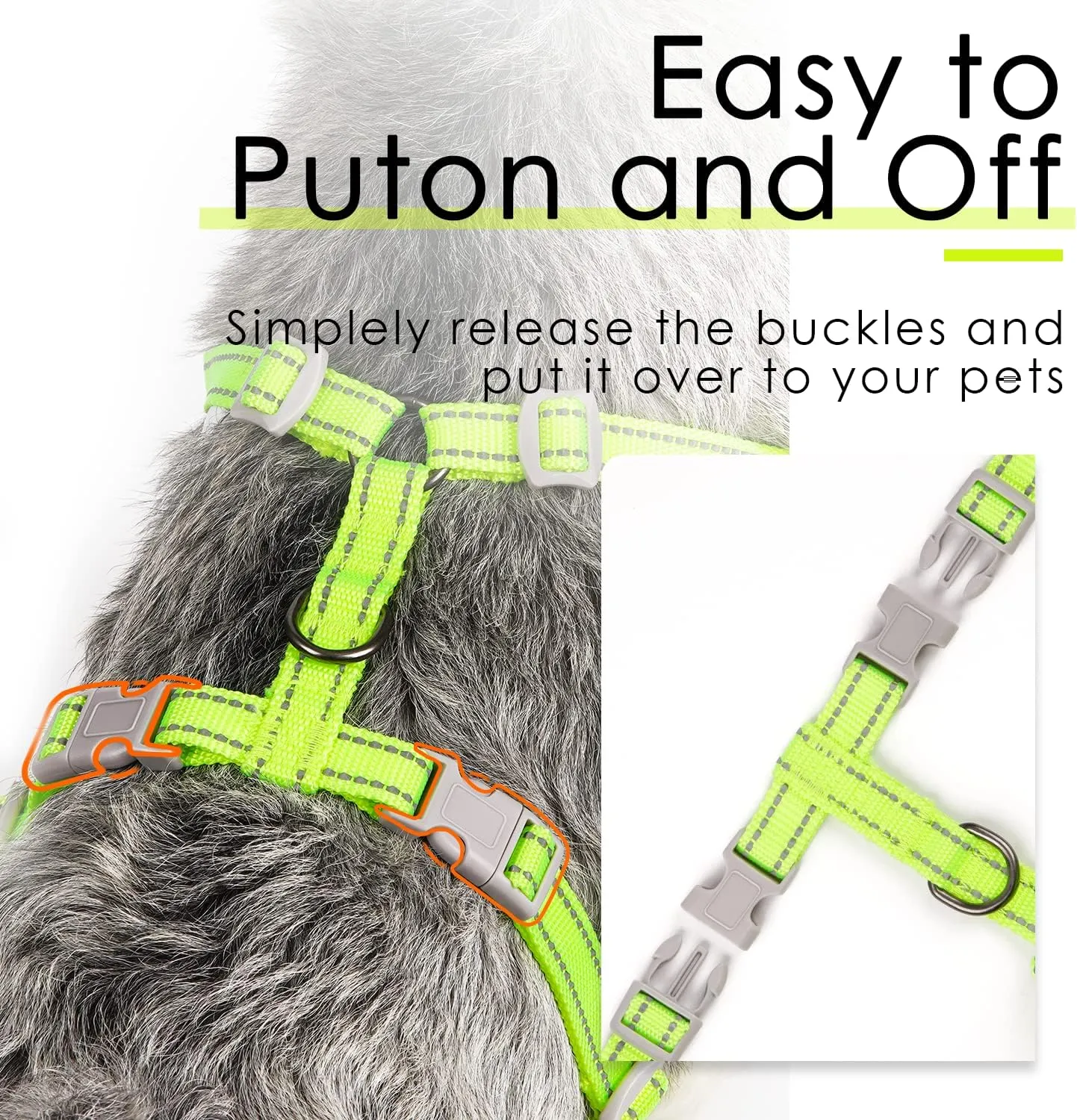 ThinkPet Reflective Breathable Soft Air Mesh No Pull Puppy Choke Free Over Head Vest Harness for Puppy Small Medium Dogs and Cats Green Large