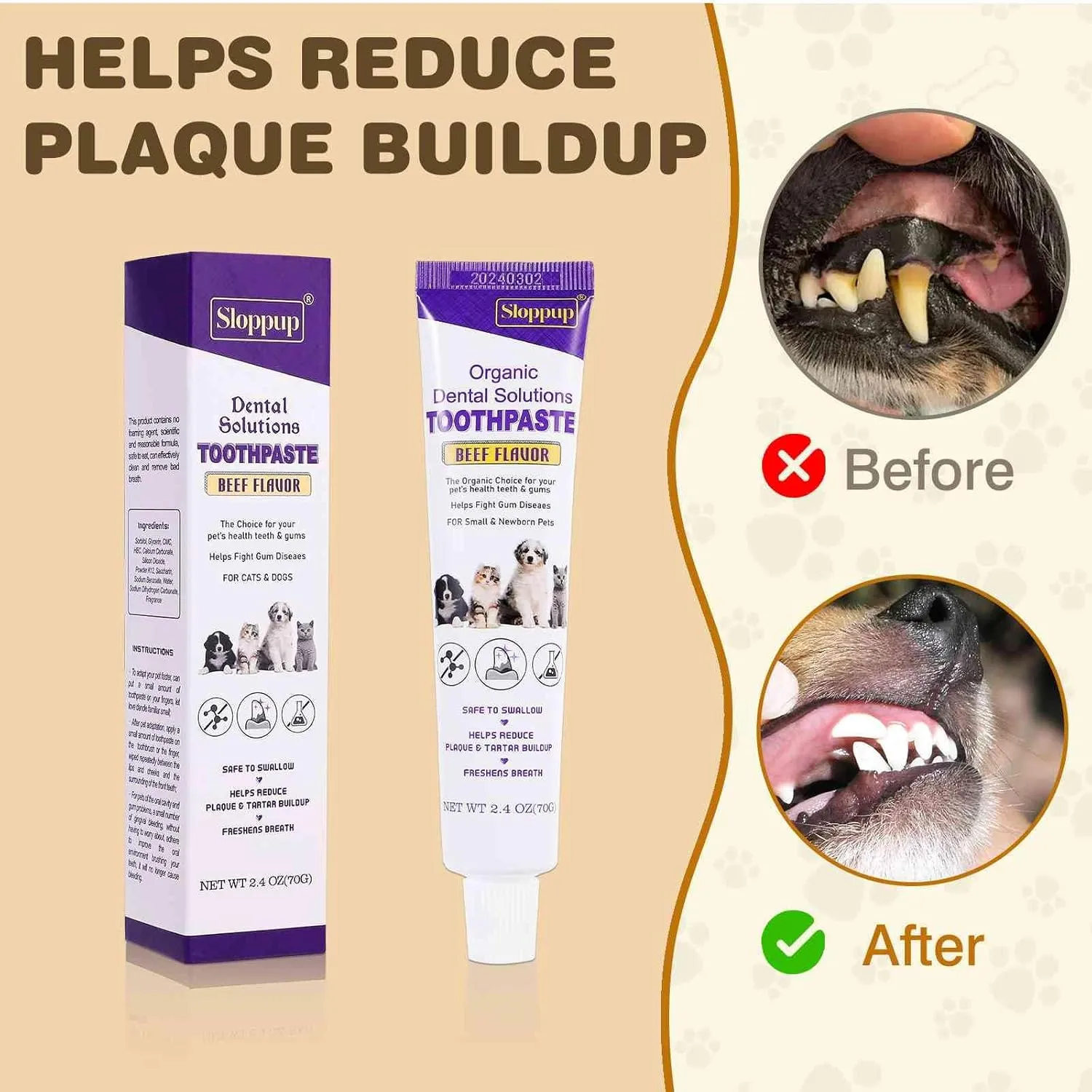 Toothpaste | Teeth Cleaning and Fresh Breath Dental Care for American Ringtail Cat Kittens and Adult Cats | Soothes Inflamed Gums | Safe for Puppies | Vet Formulated 4 Pack (9.6 OZ)