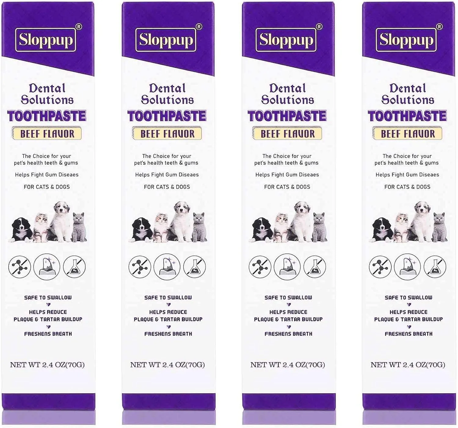 Toothpaste | Teeth Cleaning and Fresh Breath Dental Care for American Ringtail Cat Kittens and Adult Cats | Soothes Inflamed Gums | Safe for Puppies | Vet Formulated 4 Pack (9.6 OZ)