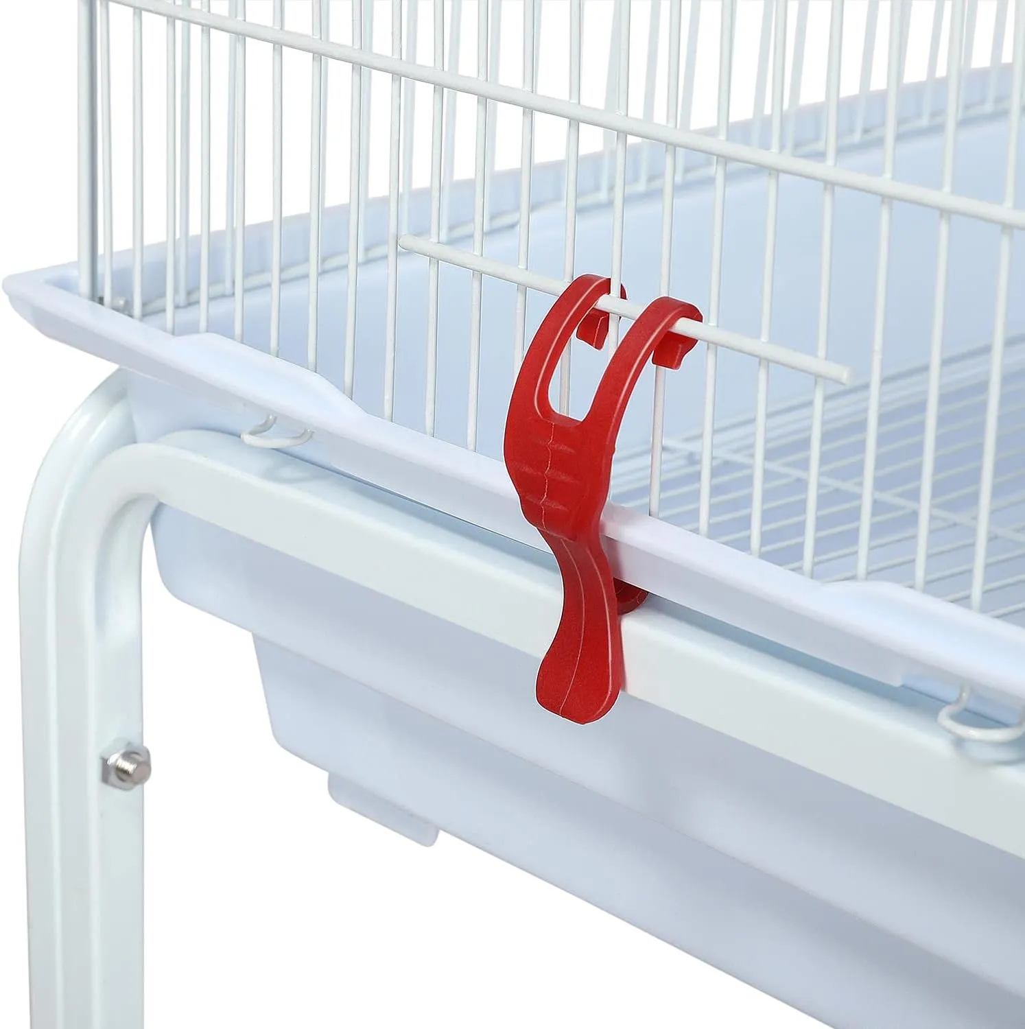 Topeakmart Open Play Top Large Parakeet Bird Cage for Small Birds Parrots Budgies Finches Canaries Lovebirds Metal Bird Cage with Rolling Stand, White