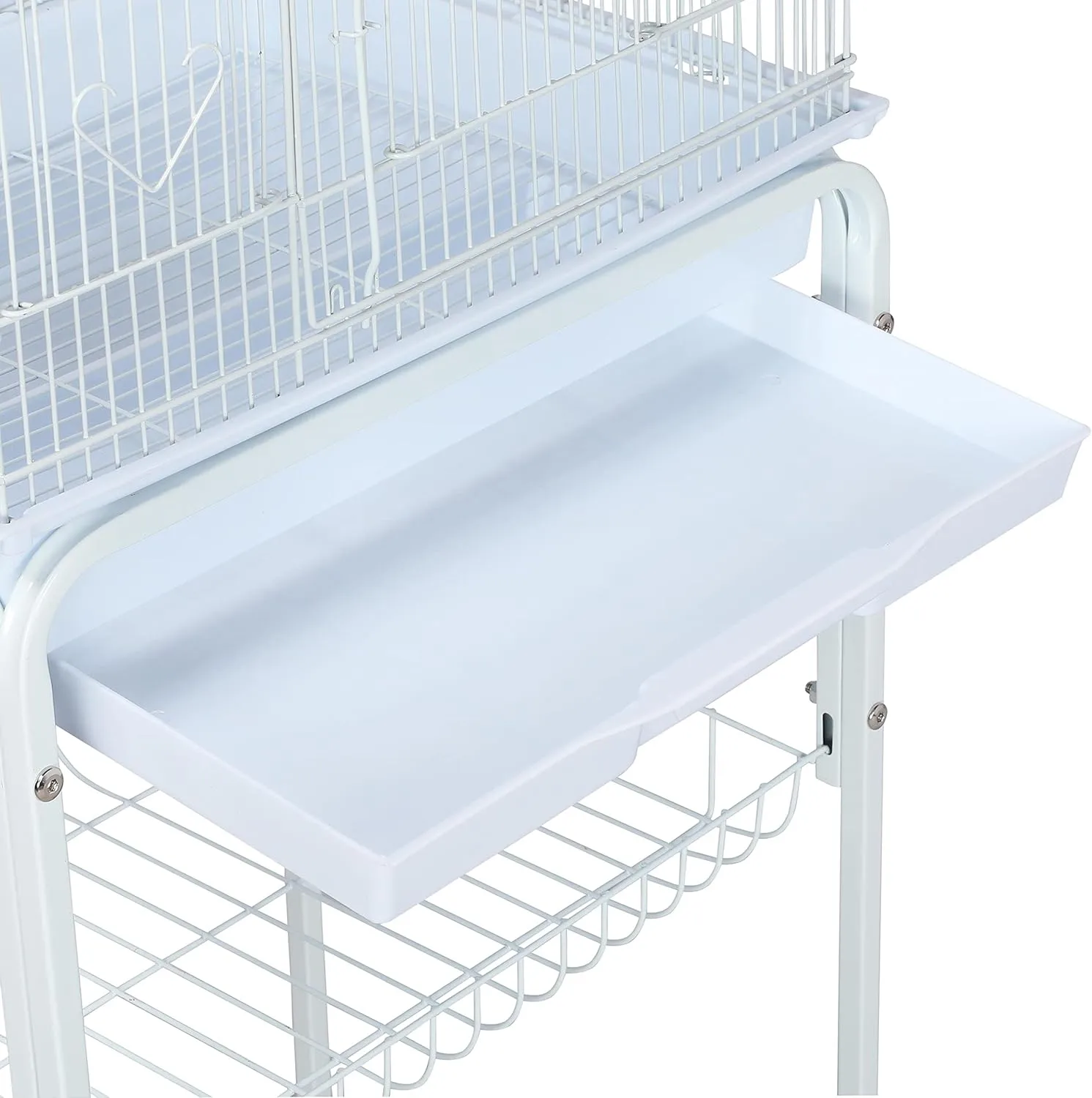 Topeakmart Open Play Top Large Parakeet Bird Cage for Small Birds Parrots Budgies Finches Canaries Lovebirds Metal Bird Cage with Rolling Stand, White