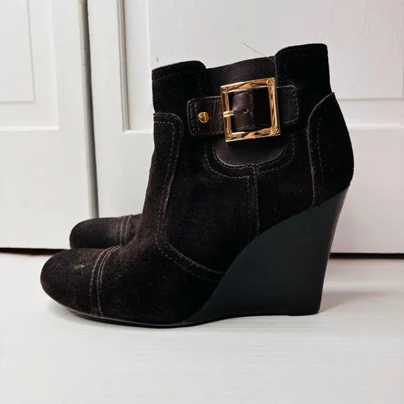 TORY BURCH Adrienne Brown Suede Ankle Booties