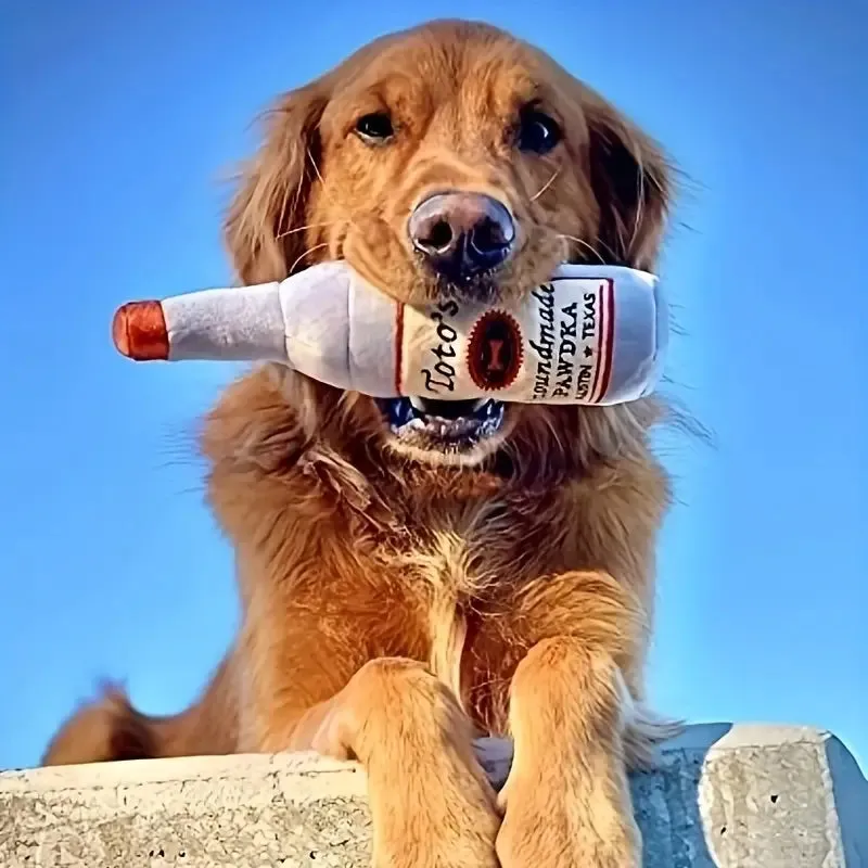 Toto's Handmade Vodka Bottle Dog Toy With Squeaker