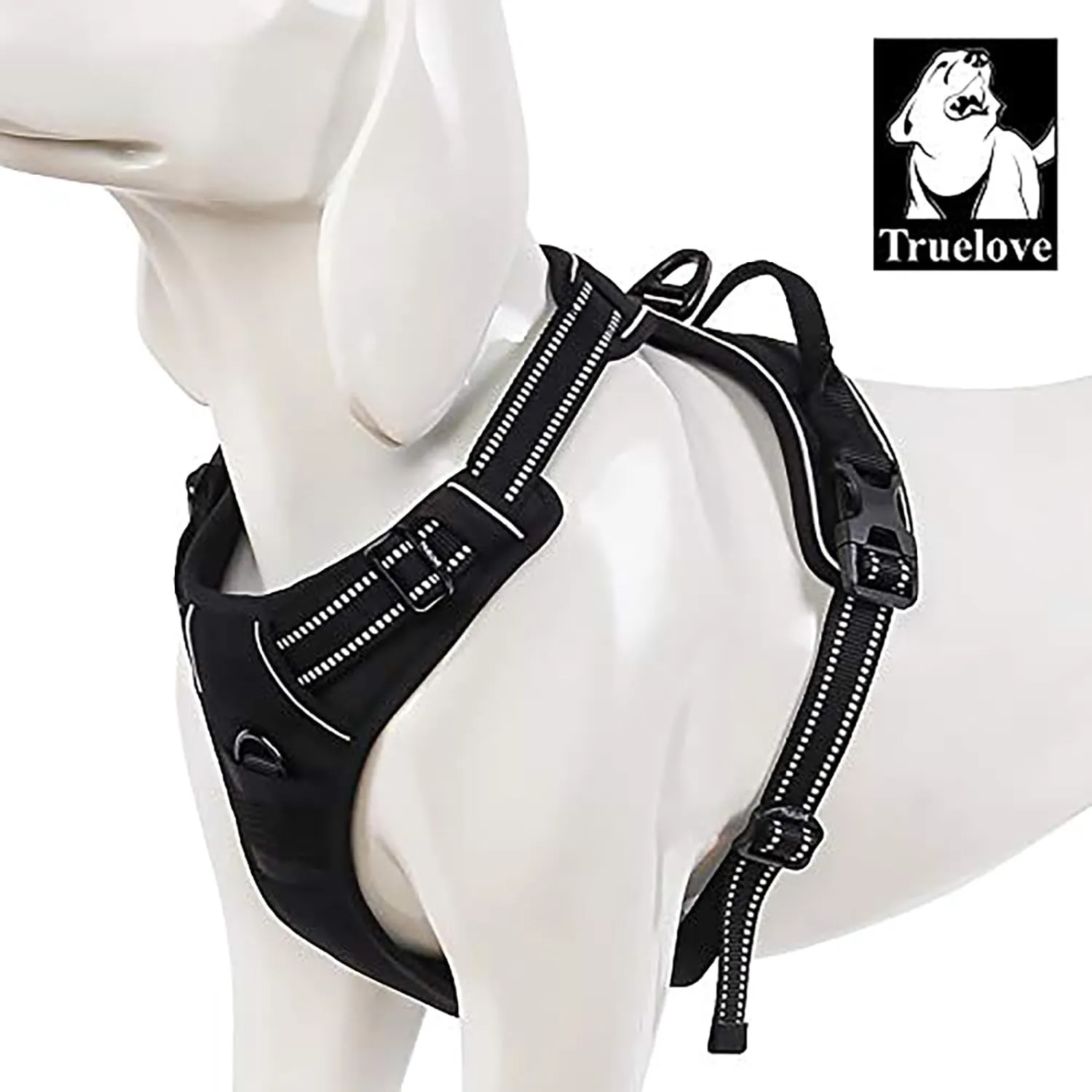 TRUE LOVE Truelove Adjustable No-Pull Dog Harness Reflective Pup Vest Harnesses Comfortable Control Brilliant Colors TLH5651(Black,L)