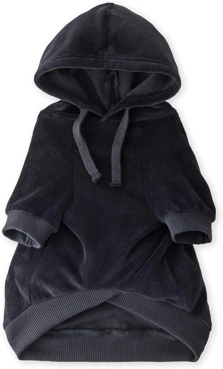 Velour Dog Pet Hoodie Coat for Small, Medium and Large Dogs, Black, X-Small