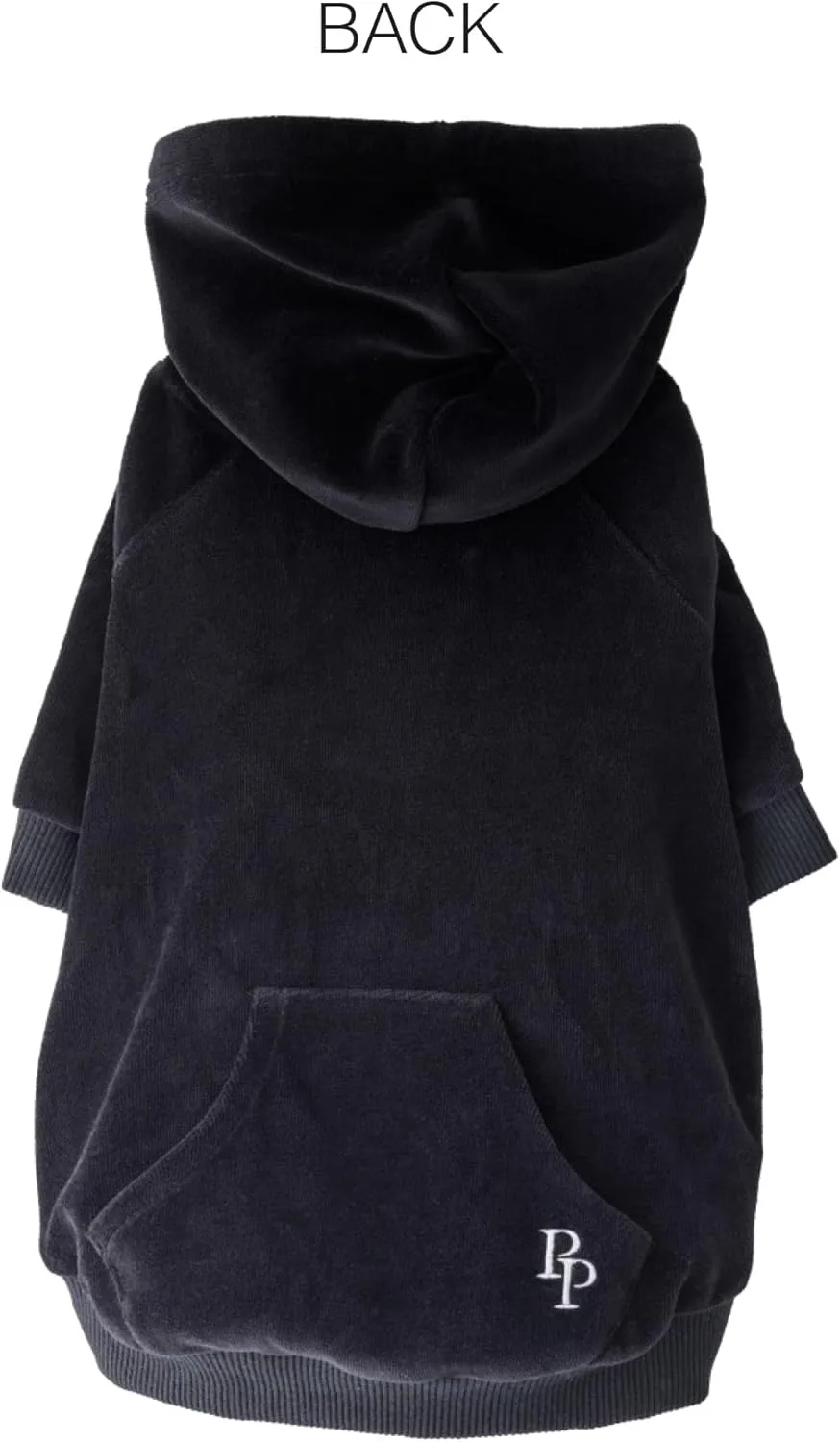 Velour Dog Pet Hoodie Coat for Small, Medium and Large Dogs, Black, X-Small