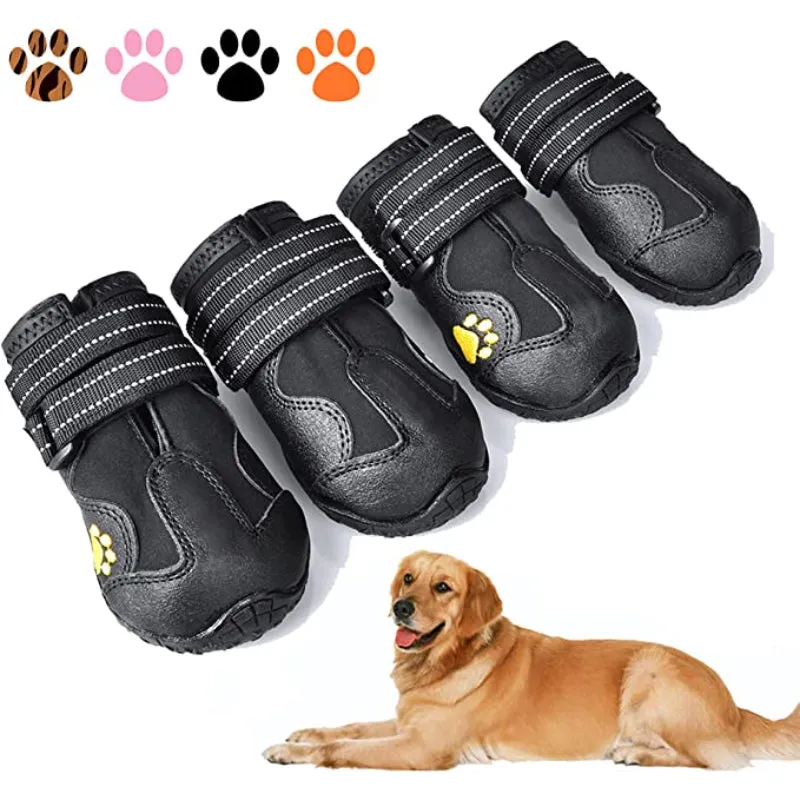 Waterproof Dog Shoes, Dog Booties With Reflective Strips