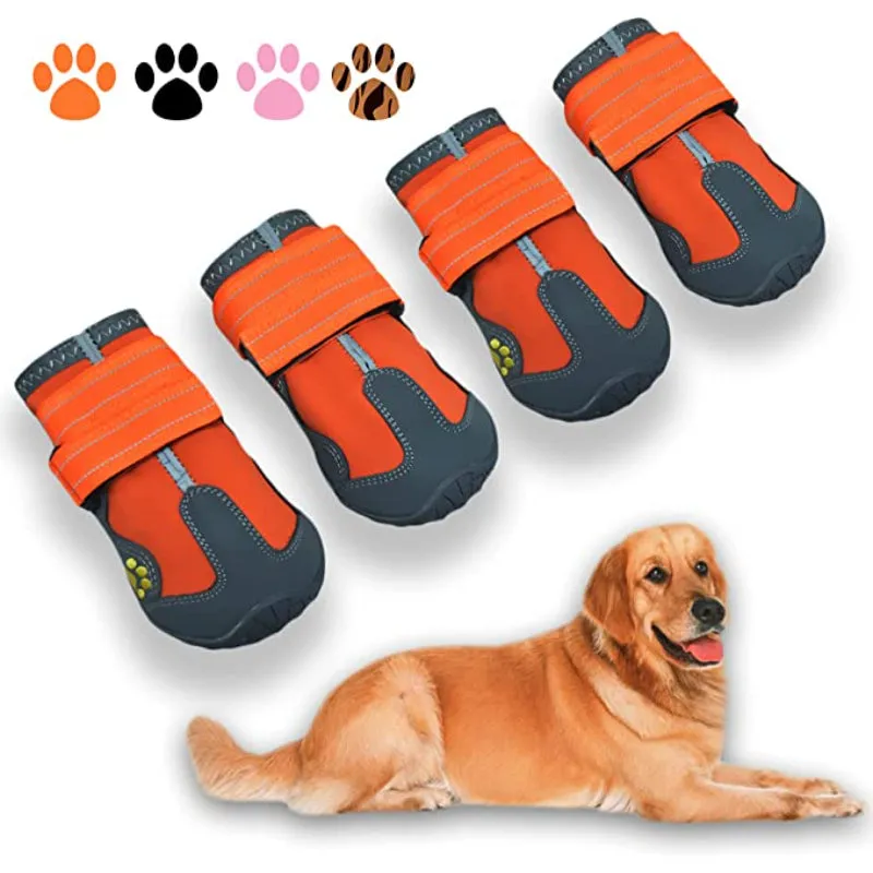 Waterproof Dog Shoes, Dog Booties With Reflective Strips