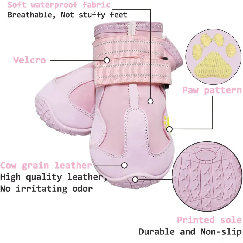 Waterproof Dog Shoes, Dog Booties With Reflective Strips