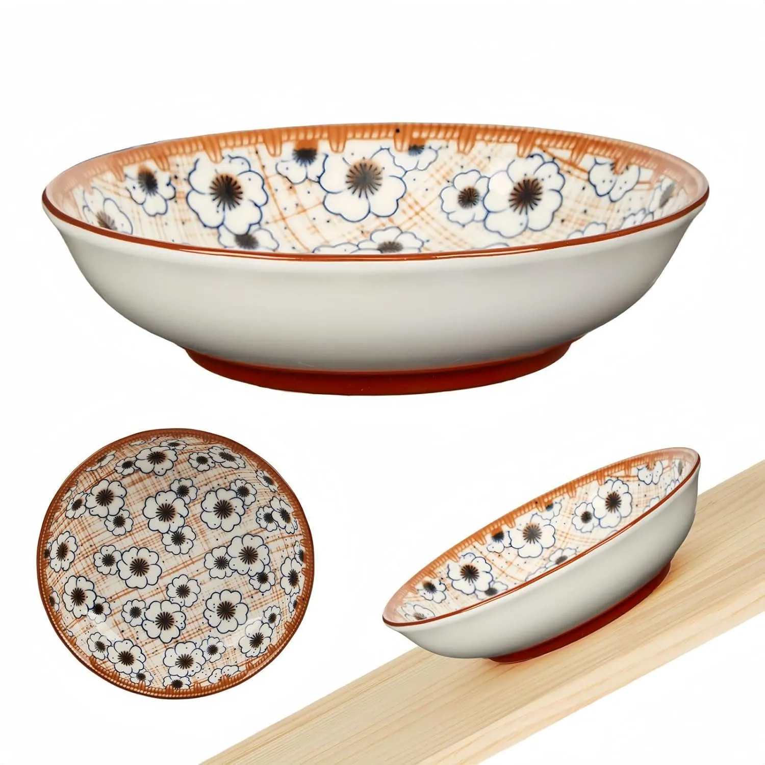 Whisker Fatigue Cat Bowl  5.5 in Ceramic Cat Bowls, Shallow Cat Food Dish, Cute Flat Cat Bowl, Small Wide Cat Plates for Indoor Cats with Silicone Bottom, Non-Slip and Quiet