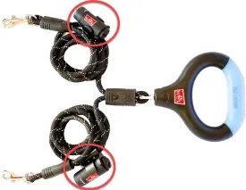 WIGZI 2 Dog Leash Automatically Untangles with 360 Spin, Gel Handle - Reflective Rope. Optional LEDs Light UP to 25 FEET. Universal Size All Dogs, Black, Med/Lrg Size with 2 Rechargeable Lights
