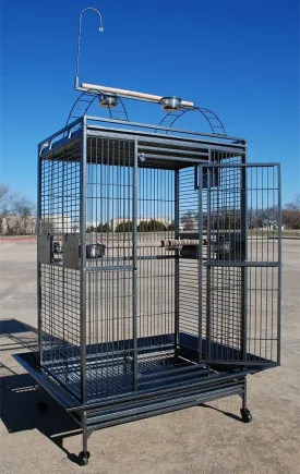 X-Large Elegant Play Top Bird Cage Parrot Finch Macaw Cockatoo Bird Wrought Iron Rolling Cage 28" x 22" x 75"H