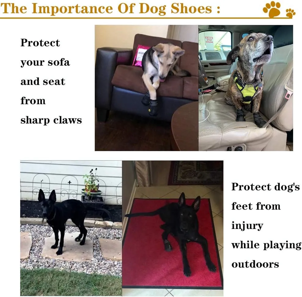 XSY&G Dog Boots,Waterproof Dog Shoes,Dog Booties with Reflective Rugged Anti-Slip Sole and Skid-Proof,Outdoor Dog Shoes for Medium Dogs 4Pcs-Size 3