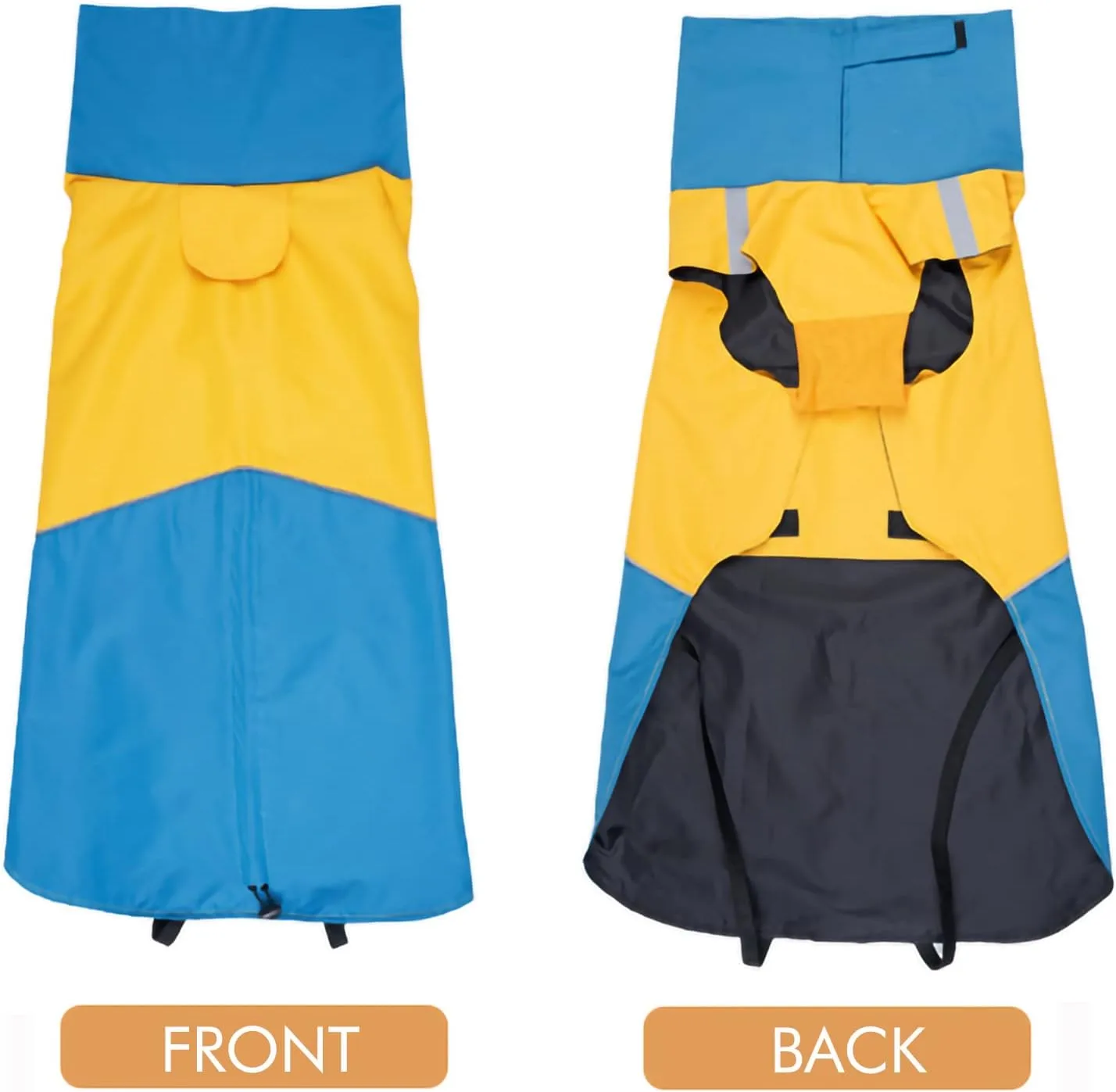 XXXL Warm Dog Coats - Windproof Winter Outdoor Jackets, Cold Weather Waterproof Raincoats With Leash Hole, Blue Yellow