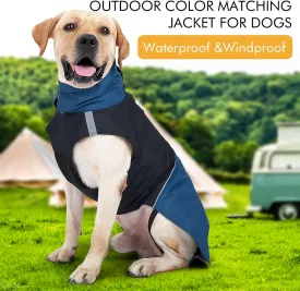 XXXL Warm Dog Coats - Windproof Winter Outdoor Jackets, Cold Weather Waterproof Raincoats With Leash Hole, Blue Yellow