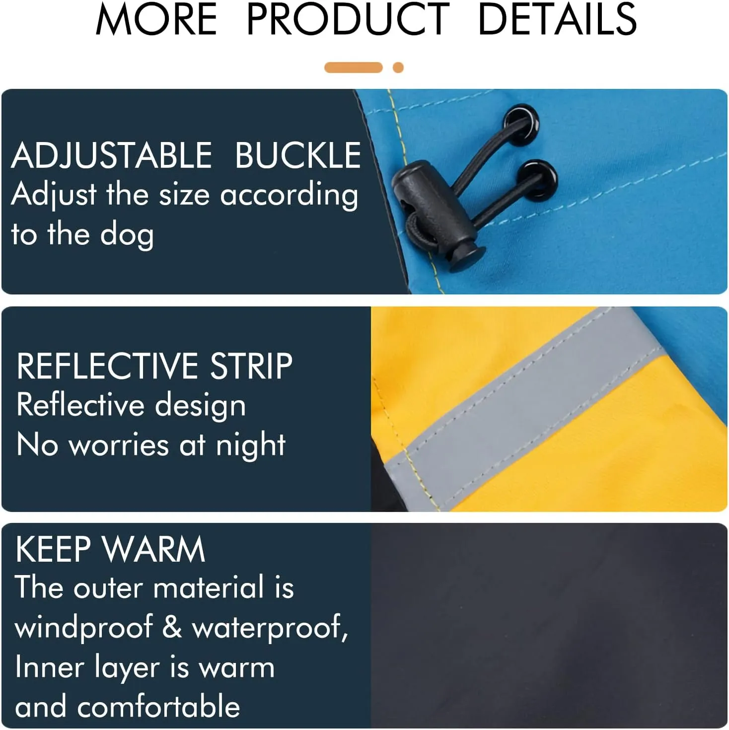 XXXL Warm Dog Coats - Windproof Winter Outdoor Jackets, Cold Weather Waterproof Raincoats With Leash Hole, Blue Yellow